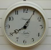 A Newgate quartz dial wall clock with Arabic numerals in white finish,