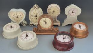 Nine various contemporary Newgate quartz clocks including balloon and heart shaped