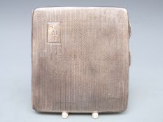 Art Deco hallmarked silver cigarette case with engine turned decoration,