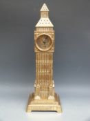 A mid 20thC brass dome clock in the form of the Big Ben tower,