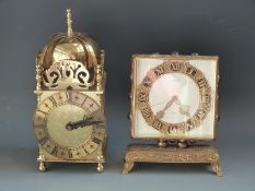 Lancel Paris mantel clock / alarm with overlaid Roman chapter ring on white enamelled dial,