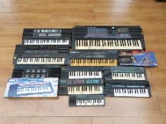 A collection of various Yamaha electronic keyboards to include PSR-180,
