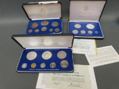 Three cased proof coin sets comprising The British Virgin Islands,