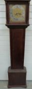 Haller of Germany c1930s longcase grandmother clock with banded decoration to door,