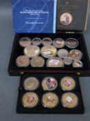 A collection of gold plated Royal commemorative picture coins etc.