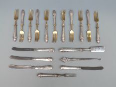 A quantity of hallmarked silver and white metal handled cutlery,