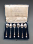 Cased set of 1935 George V Silver Jubilee hallmarked silver teaspoons each a different assay office,