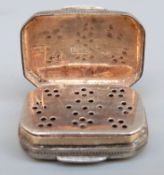 Georgian hallmarked silver vinaigrette with engraved decoration and gilt interior,