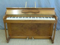 Art Deco Kemble Minx miniature or ship's piano with walnut veneer together with a large quantity of