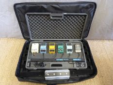 Boss BCB 60 pedal board cased with power lead and pedal train stand in soft case together with