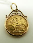 A 1910 gold half sovereign, 5.