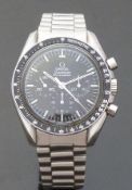 Omega Speedmaster Professional gentleman's chronograph wristwatch with black tachymetre bezel,