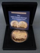 Bradford Exchange oversize 'five crowns' gold plated coin with Swarovski Crystals inset,
