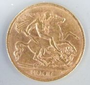 1907 Edward VII gold half sovereign