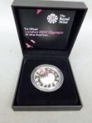 2012 £5 Royal Mint Olympics silver proof crown cased,