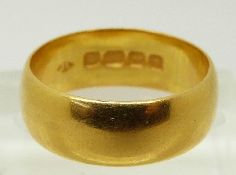 A 22ct gold ring/ wedding band, size N, 7.