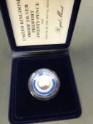 A UK proof silver piedfort 1982 twenty pence coin