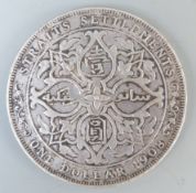 1908 Straits Settlement Edward VII silver dollar