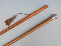 Victorian hallmarked silver topped walking cane, London 1896 maker's mark indistinct, length 92.