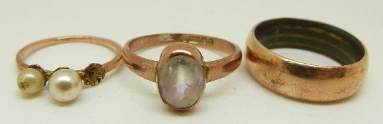 Two 9ct gold rings, 3.