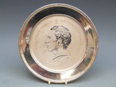 Limited edition 115/1500 hallmarked silver Prince Charles 30th birthday plate,