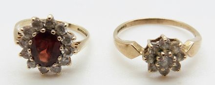 Two 9ct gold rings set with cubic zirconia, size Q, 1.8g, L/M, 2.
