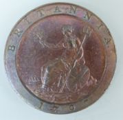 George III 1797 10 laurel leaves, cartwheel 1d penny with some lustre,