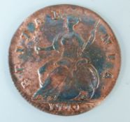 George II 1749 halfpenny old head cuirassed bust,