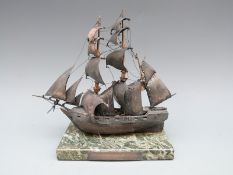 Hallmarked silver limited edition 552/1000 model of HMS Beagle with hallmarked silver plaque,