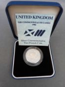 1986 £2 Royal Mint uncirculated silver coin commemorating the XIII UK Commonwealth Games