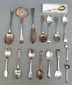 A quantity of Georgian and later hallmarked silver cutlery including Georgian sifter berry spoon
