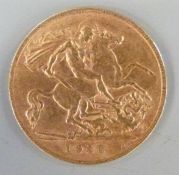 1910 Edward VII gold half sovereign