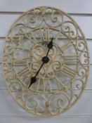 Chatsworth Newgate wrought iron oval garden / patio clock with Roman numerals