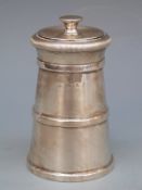 Modern hallmarked silver pepper grinder, London 1980, makers rubbed height 9cm,