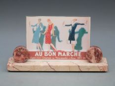 An Art Deco marble geometric photograph frame, length 28cm,