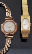 Two ladies wristwatches comprising a Hialeah 9ct gold ladies wristwatch with inset subsidiary