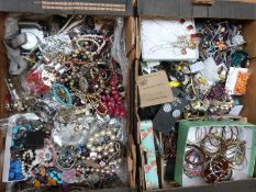 A collection of costume jewellery to include beads, faux pearls, brooches,