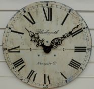 Newgate 'Blackworth' quartz caseless wall clock in distressed enamel effect with Roman numerals,