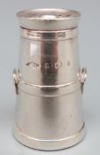 Victorian or Edward VII hallmarked silver novelty pepper pot in the form of a milk churn,