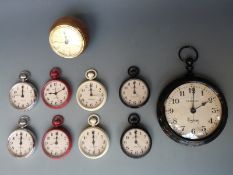 Nine Newgate battery powered pocket watches including an Empire giant example together with a