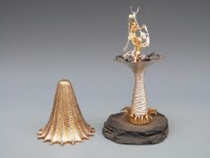 Hallmarked silver and silver gilt novelty surprise Christmas mushroom opening to reveal sweethearts