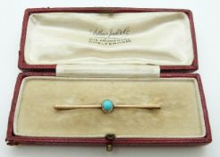 A 9ct gold brooch set with turquoise cabochon, 1.