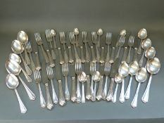 An eight place setting canteen of silver plated of cutlery by Hugh Foulerton