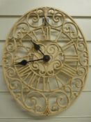 Chatsworth Newgate wrought iron oval garden / patio clock with Roman numerals