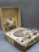 Philips 'Diamond' portable record player, c1960s, with speaker lid feature,