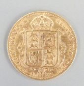 1892 Victoria gold half sovereign, Jubilee head,