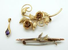 A silver gilt brooch in the form of flowers by Bond Boyd,