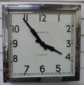Newgate square quartz wall clock in steel case with nickel finish,