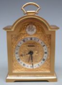 Swiza brass-cased 20thC 8-day alarm clock,