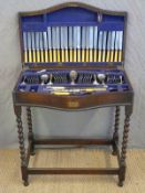 Viners 12 place setting canteen of silver plated cutlery in oak case on legs